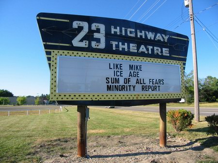 US-23 Drive-In Theater - Marquee - Photo From Water Winter Wonderland (newer photo)